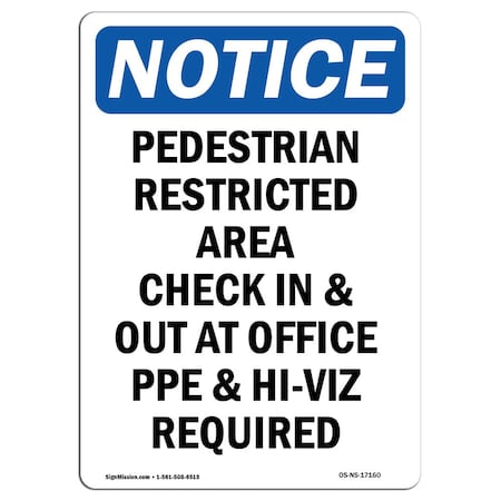Signmission OSHA Notice Sign, 18" Height, Aluminum, Pedestrian Restricted Area Check Sign, Portrait OS-NS-A-1218-V-17160